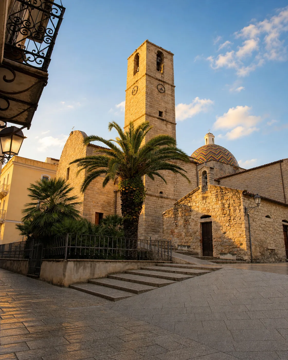 Centro storico reale di Olbia con la cupola di San Paolo
